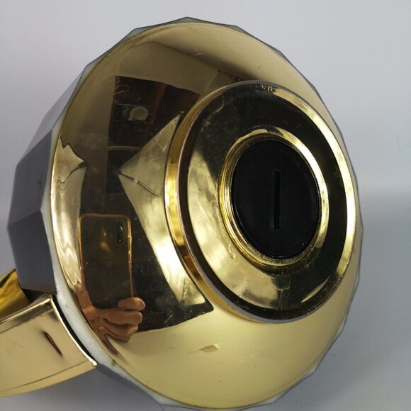 Vintage Insulated Coffee  Carafe Thermal Glass Flask Metallic Blue & Gold Retro - Picture 6 of 16